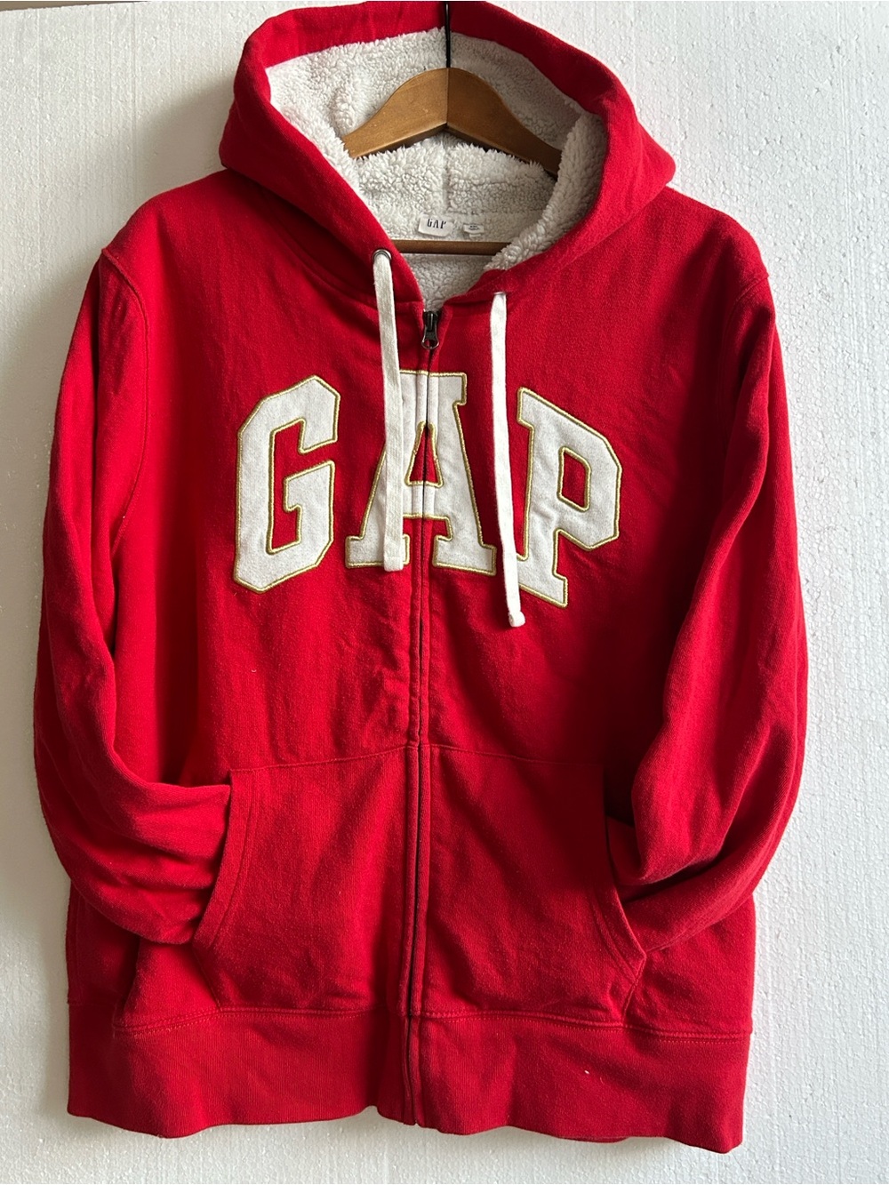 Gap Soft Sherpa Lined Women’s Red Zip Up Hoodie Jacket. Size XXL.